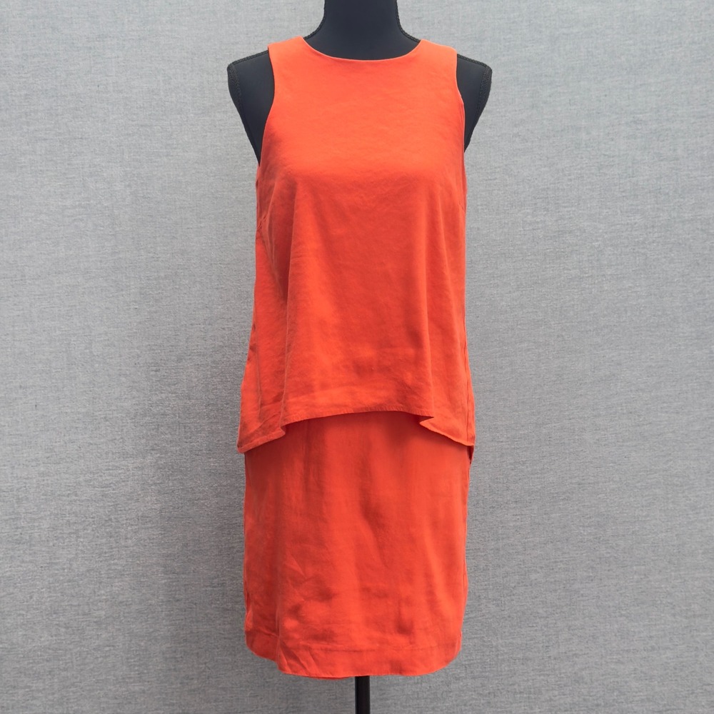 Antonio Melani Linen‎ Blend Sleeveless Coral Sheath Dress Size 2